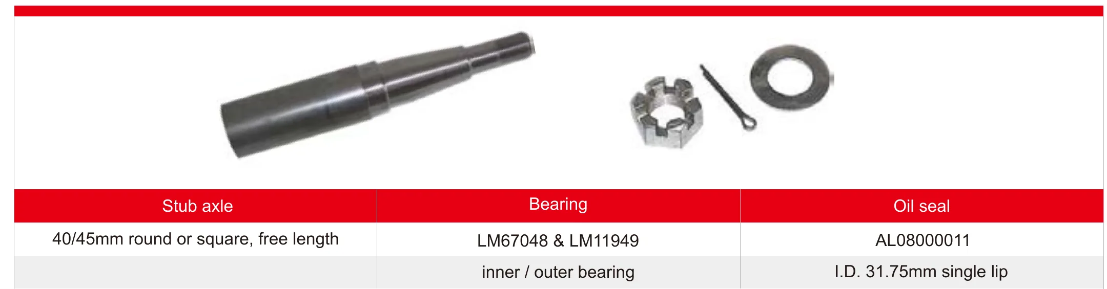 Axle Spindle 40/45mm round or square, free length