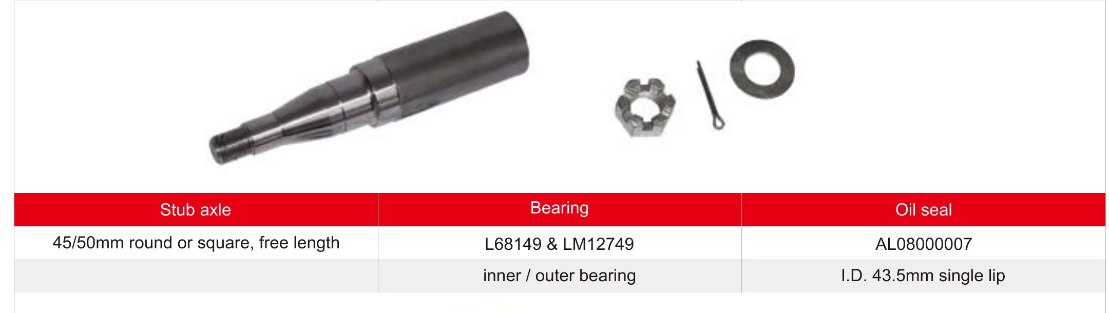 Axle Spindle 45/50mm round or square, free length