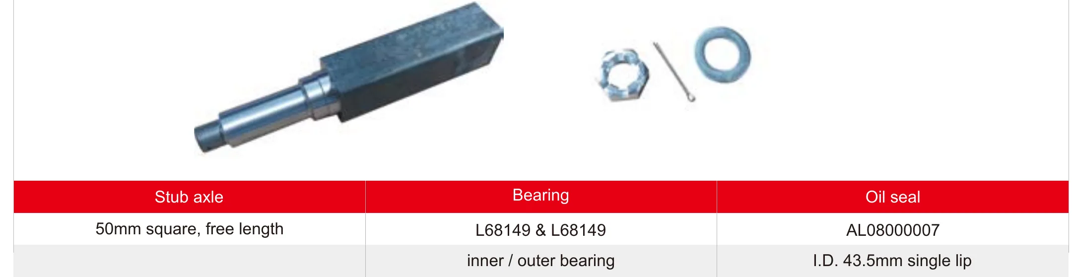 Axle Spindle 50mm square, free length