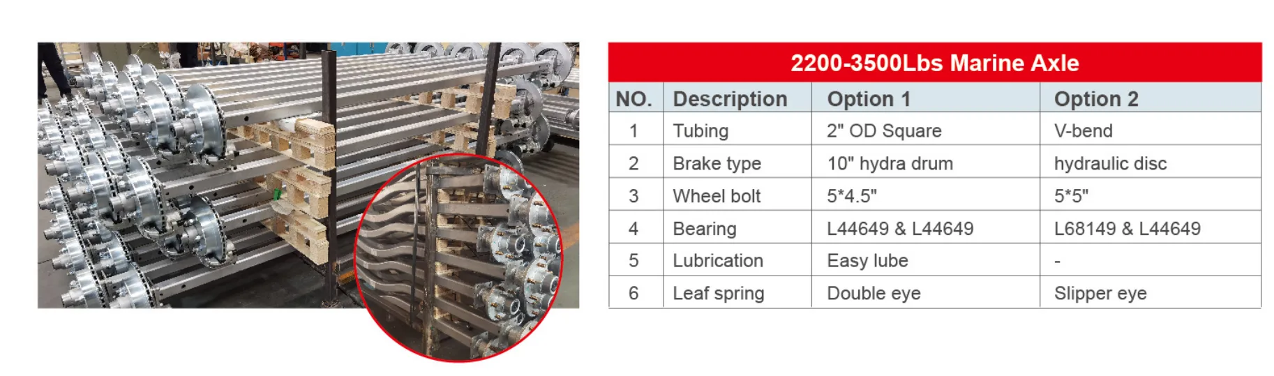Trailer Axle 2,200-3,500 Lbs Marine Axle