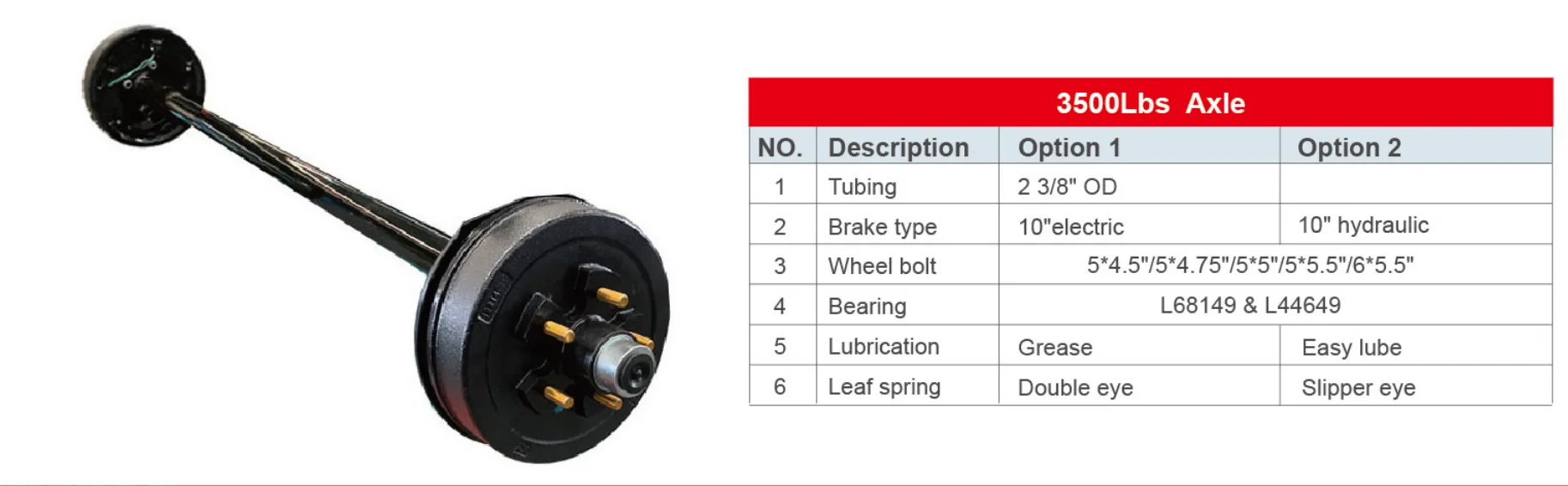 Trailer Axle 3,500 Lbs Axle