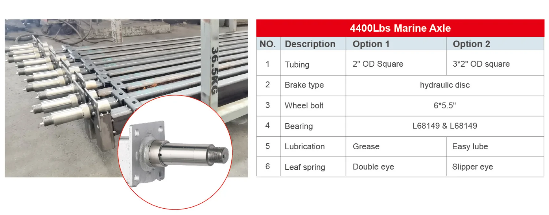 Trailer Axle 4,400 Lbs Marine Axle