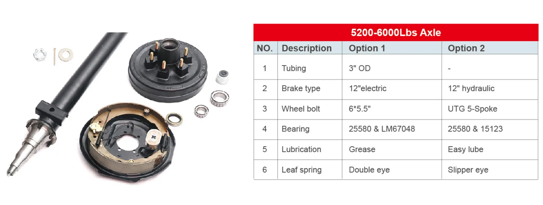 Trailer Axle 5,200-6,000 Lbs Axle