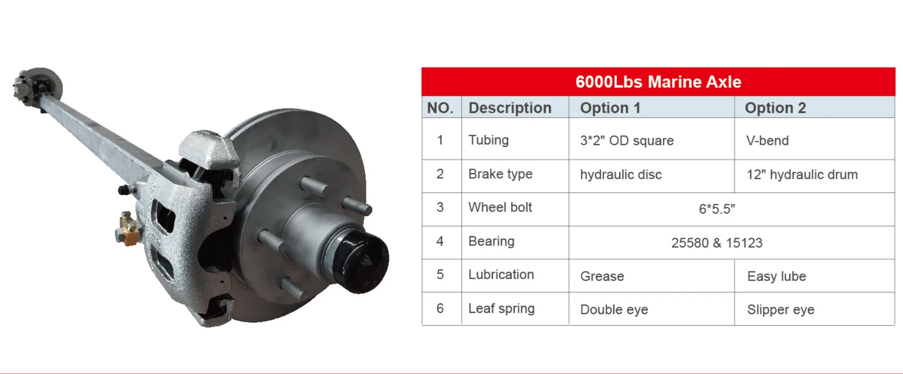 Trailer Axle 6,000 Lbs Marine Axle