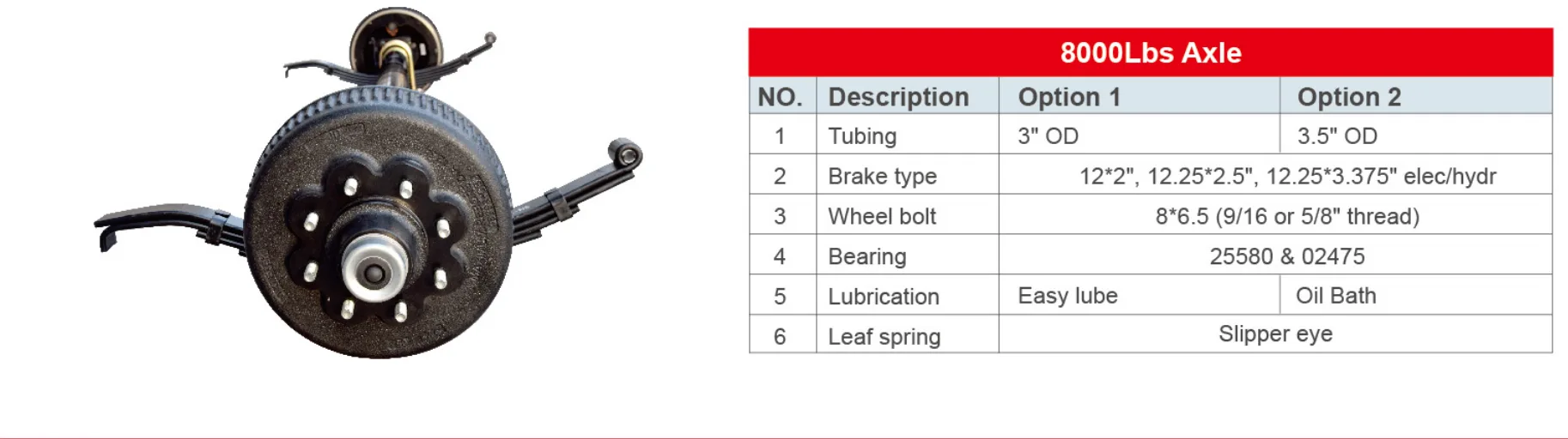 Trailer Axle 8,000 Lbs Axle