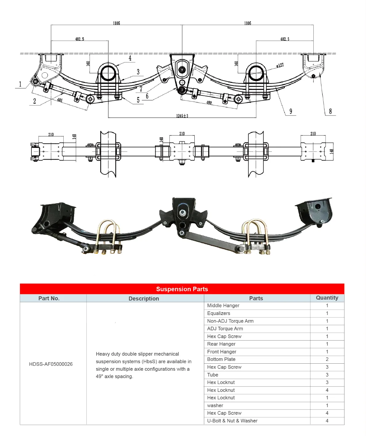 Spring Suspension Parts Heavy-Duty Double-Slipper Suspension
