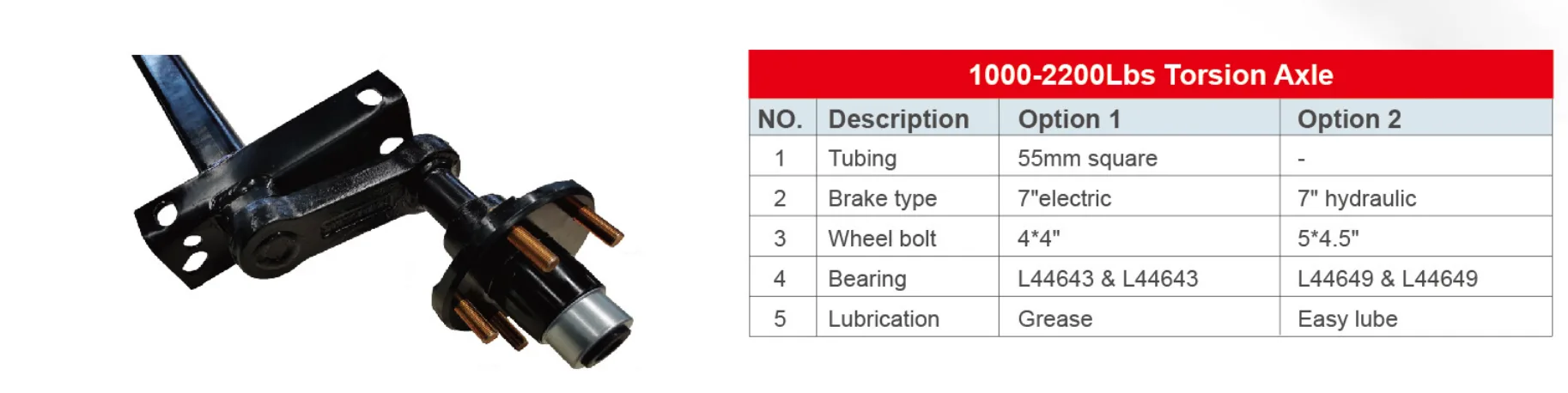 Torsion Axle 1,000-2,200 Lbs Torsion Axle