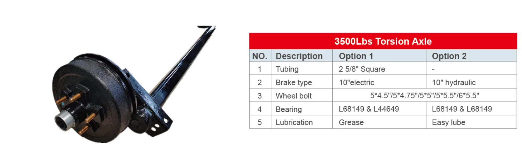 Torsion Axle 3,500 Lbs Torsion Axle