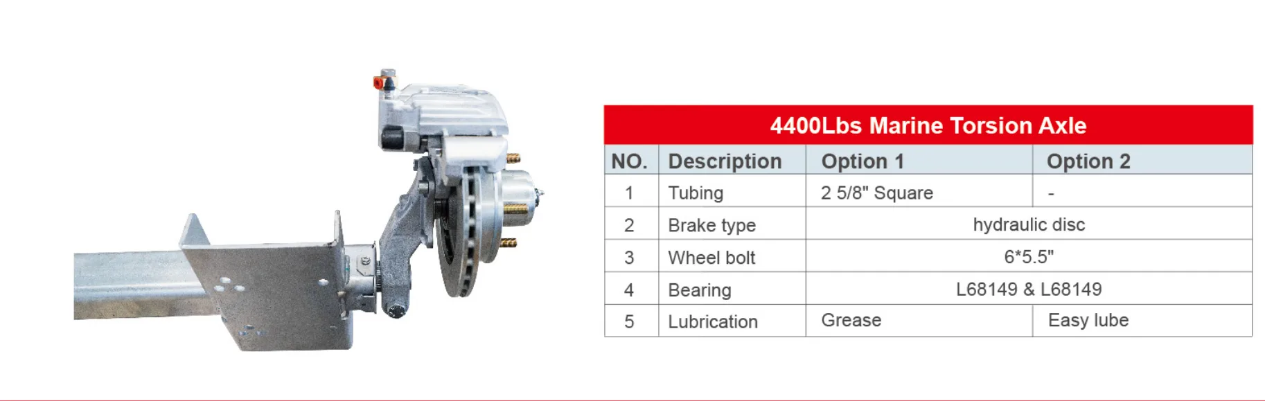 Torsion Axle 4,400 Lbs Marine Torsion Axle
