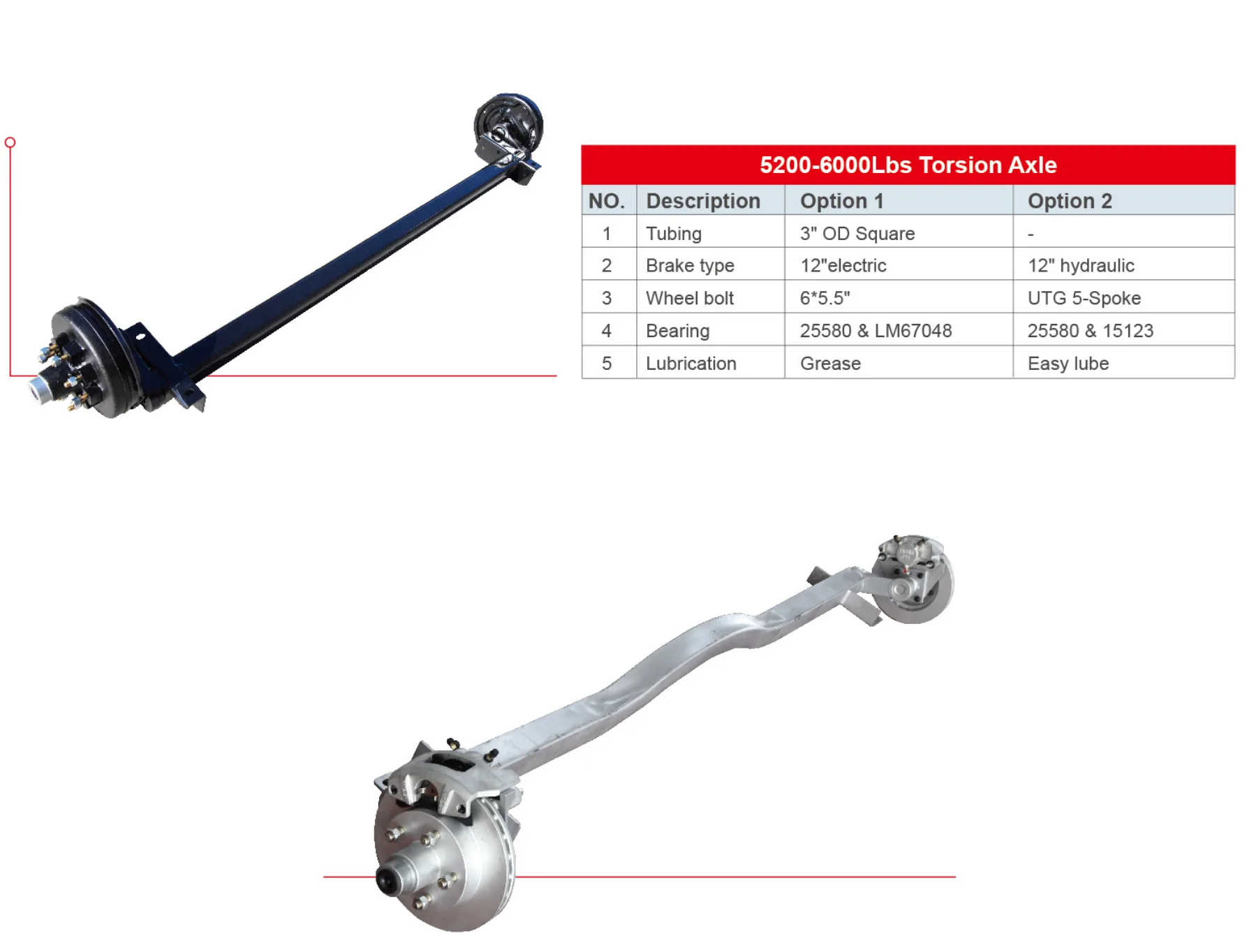 Torsion Axle 5,200-6,000 Lbs Torsion Axle