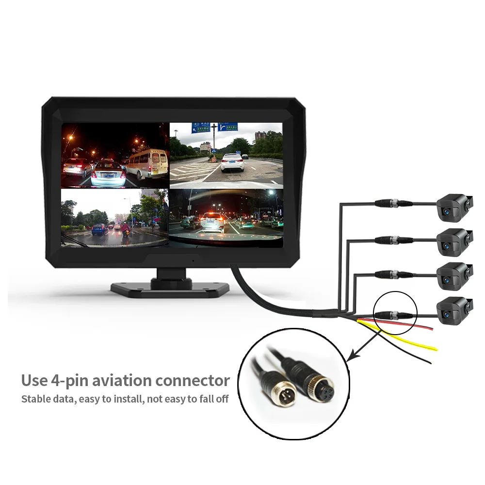 Wired Backup Camera System Wired Backup Camera System — 10" Quad Channel