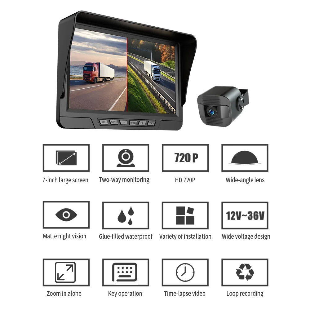 Wired Backup Camera System Wired Backup Camera System — 7" Dual Channel