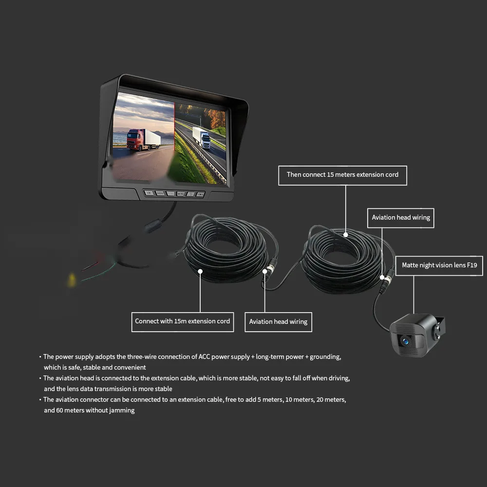 Wired Backup Camera System Wired Backup Camera System — 7" Dual Channel